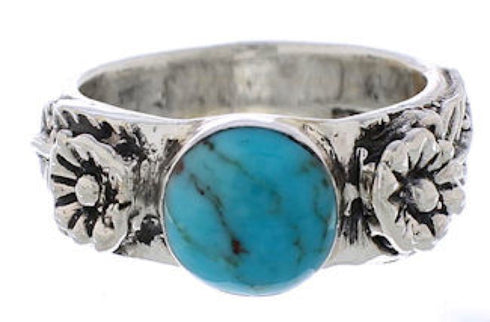 Sterling Silver Turquoise Southwestern Flower Ring Size 5 TX26899